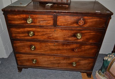 Lot 1288 - A George III mahogany four height chest of drawers, raised on splayed bracket supports, 104cm...