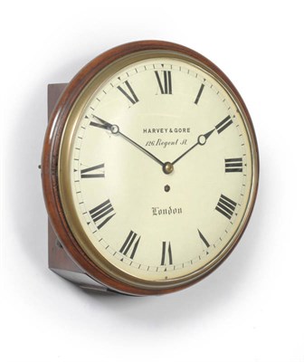 Lot 1436 - A Mahogany Wall Timepiece, Harvey & Gore, 126 Regent St, London, 19th Century, circular case...