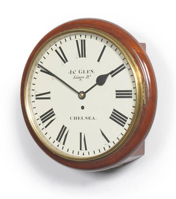 Lot 1438 - A Mahogany Wall Timepiece, Jas Glen, Kings Rd, Chelsea, circa 1890, circular top with side and...