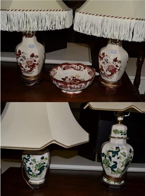 Lot 1317 - A quantity of Masons pottery including a pair of table lamps in the Red Mandalay design, a bowl...