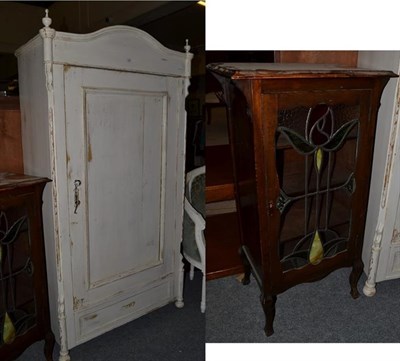Lot 1320 - A small French style painted armoire, 94cm by 47cm by 180cm, together with a small Art Nouveau...