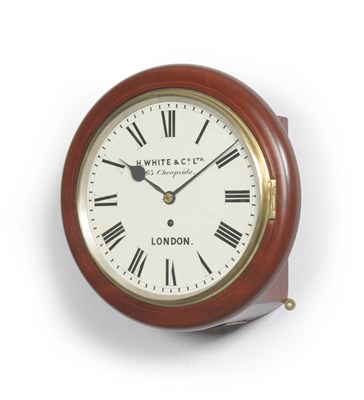 Lot 1439 - A Mahogany Wall Timepiece, H White & Co Ltd, 63 Cheapside, London, circa 1890, circular top...