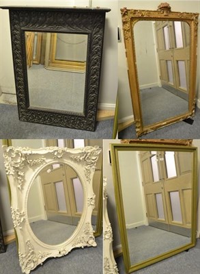 Lot 1343 - A giltwood and gesso dressing mirror, 145cm by 86cm, another gilt framed mirror, an ornate...