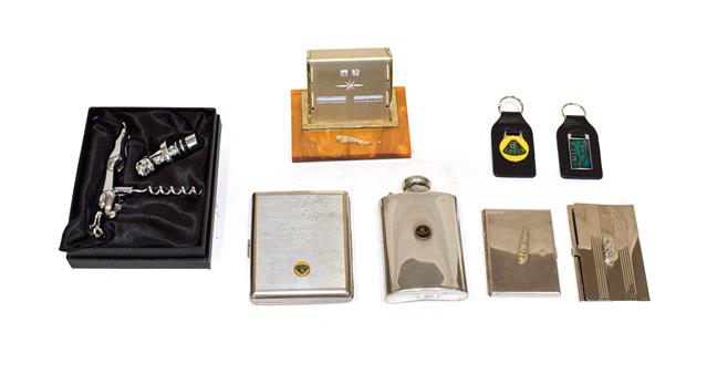 Lot 2 - Jaguar and Lotus Interest, to include a Lotus stainless steel hip flask with screw top, a...