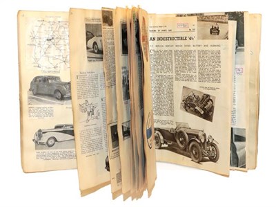 Lot 14 - Bentley Motors Interest: A 1930/40 Scrap Book, containing various cuttings of Bentley...