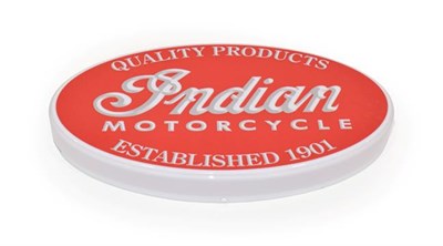 Lot 15 - An Illuminated Car Display Sign: Indian Motorcycle Quality Products, established 1901, with low...