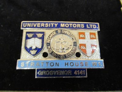 Lot 26 - ~ Ten Assorted Enamel Car Badges, to include Hebden Brothers Ltd (x2), Bambers (x2), University...