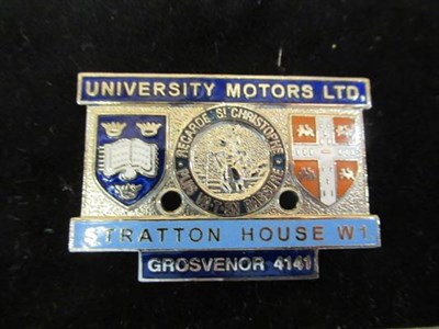 Lot 26 - ~ Ten Assorted Enamel Car Badges, to include Hebden Brothers Ltd (x2), Bambers (x2), University...
