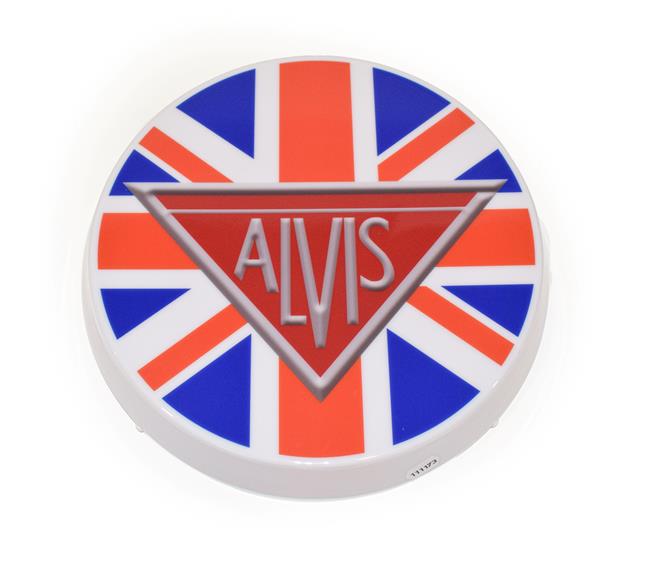 Lot 60 - An Illuminated Car Display Sign: Alvis, with low voltage transformer, 43cm diameter
