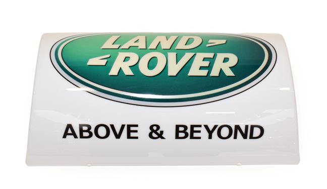 Lot 70 - An Illuminated Car Display Sign: Land-Rover Above and Beyond, with low voltage transformer, 49cm by