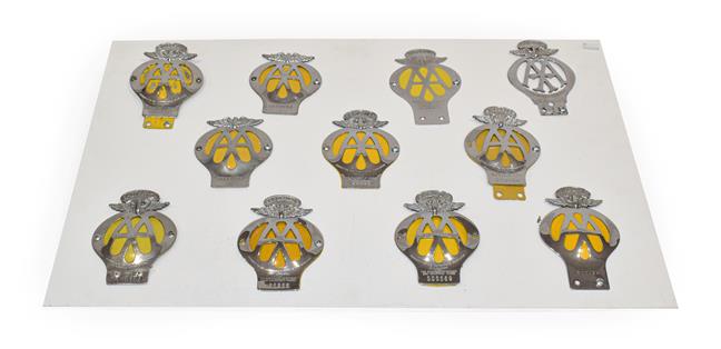 Lot 79 - Eleven Chromed AA Car Badges, including nine World examples, namely Singapore, East Africa, New...