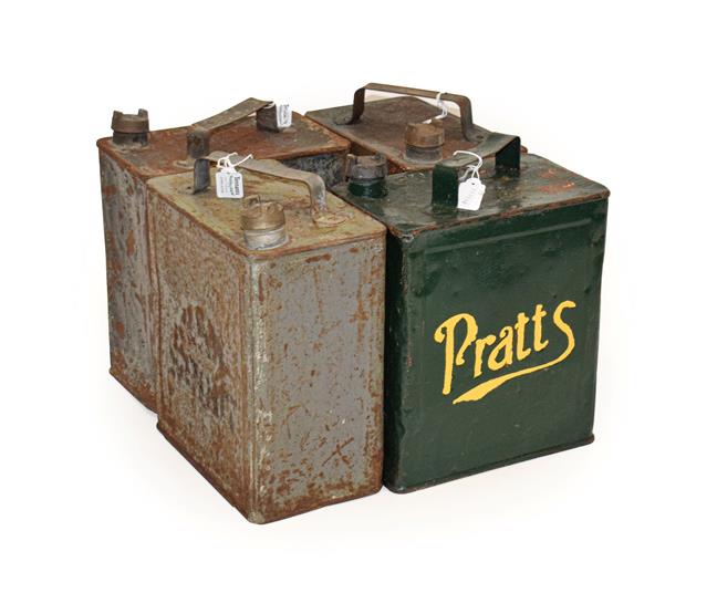 Lot 80 - Four 2 Gallon Fuel Cans, comprising Shellmex, Esso, Pratts and WD