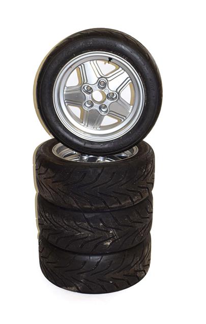 Lot 86 - A Set of Four Penta-Style 15'' Alloy Wheels, fitted with Proxes R88 track day tyres