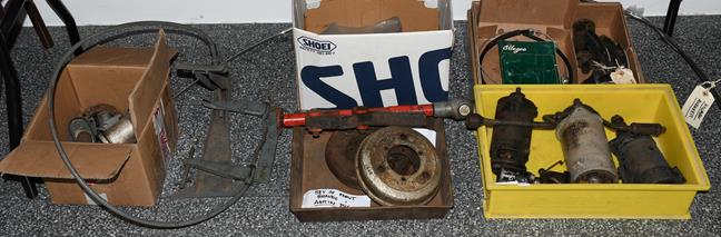 Lot 89 - A Quantity of Automobilia, to include: A pair of 1937/39 Austin Big Seven front brakes c/w back...