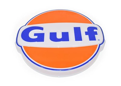 Lot 107 - An Illuminated Car Display Sign: Gulf, with low voltage transformer, 60cm diameter