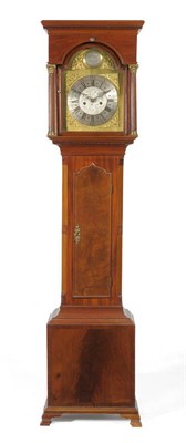 Lot 1453 - A Mahogany Eight Day Longcase Clock, with flat top pediment, Corinthian capped fluted columns,...