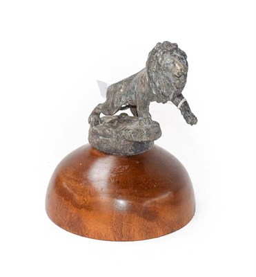 Lot 120 - Morris Marx: A 1920's Brass and Silver Plated Peugeot Car Mascot, as a lion standing on a base,...