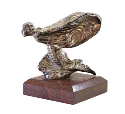 Lot 129 - A Nickel Plated Rolls-Royce Car Mascot, as the Spirit of Ecstasy kneeling with wings...