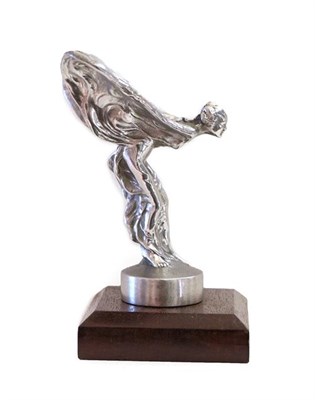 Lot 135 - A Chrome Plate on Brass Rolls-Royce Car Mascot, as the Spirit of Ecstasy with wings...