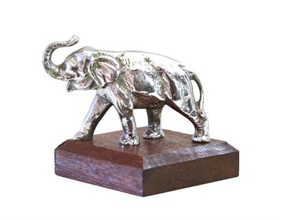 Lot 136 - A Chrome on Brass Car Mascot, possibly Lejeune, modelled as an elephant, mounted on an...