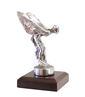 Lot 137 - A Nickel Plated Rolls-Royce Car Mascot, as the Spirit of Ecstasy with wings outstretched...