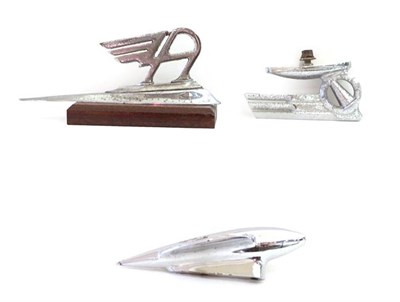 Lot 148 - Three 1930's Chromed Stylised Car Mascots, comprising a torpedo shaped example, 18cm long,...