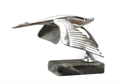 Lot 158 - Hispania: A 1930's Chromed Car Mascot, modelled as a stylised bird with wings outstretched, mounted