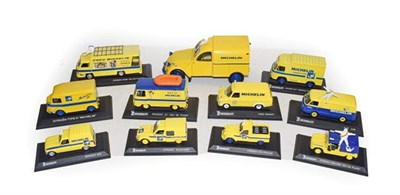 Lot 174 - Michelin Tyres Group a collection of eleven diecast vehicles including a Norev Citreon 2CV van...