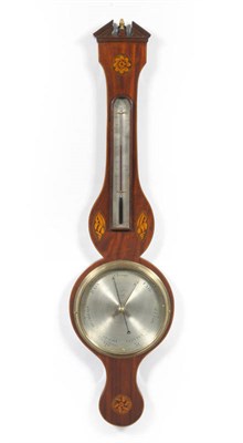 Lot 1459 - A Mahogany Shell Inlaid Wheel Barometer, signed J Gestra, Fecit, circa 1820, with broken arched...