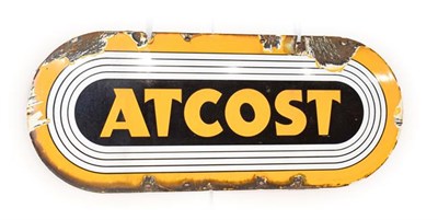 Lot 195 - ATCOST: A Yellow Enamel Single-Sided Advertising Sign, 30cm by 76cm