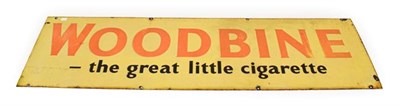 Lot 196 - Woodbine The Great Little Cigarette: A Yellow Enamel Single-Sided Advertising Sign, 43cm by 152cm