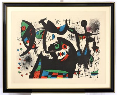 Lot 2004 - Joan Miró (1893-1983) Spanish Abstract Signed and numbered 59/75, lithograph, 63cm by 83cm...