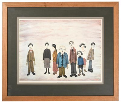 Lot 2008 - After Laurence Stephen Lowry RBA, RA (1887-1976) ''His Family'' Signed, with the blindstamp for the