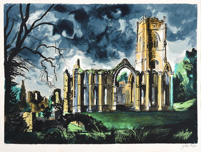 Lot 2014 - John Egerton Christmas Piper CH (1903-1992) ''Fountains Abbey'' Signed and numbered 136/150,...