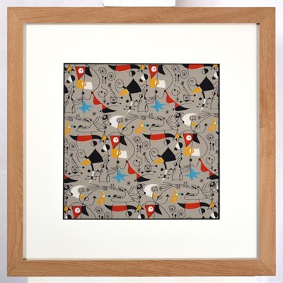 Lot 2038 - Joan Miró (1893-1983) Spanish ''Women and Birds'' (1955) for Fuller Fabrics Screen printed cotton