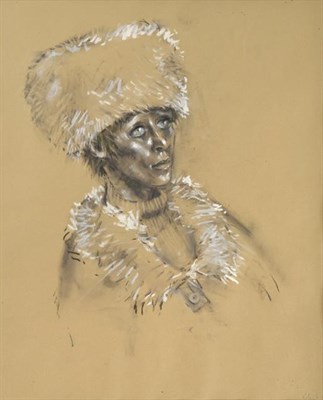 Lot 2053 - Harold Riley DL, DLitt, FRCS, DFA, ATC (b.1934) Head and shoulders portrait of a woman wearing...