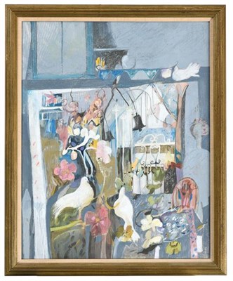 Lot 2058 - Christine Woodside RSW, RGI (b.1946) Scottish ''Doves and Violas'' Signed and dated (19)90,...