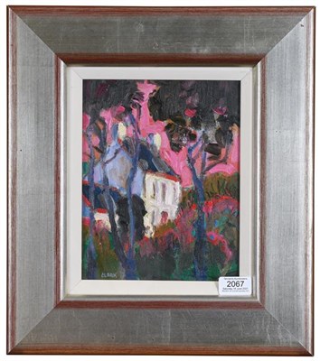 Lot 2067 - Linda Clark (Contemporary) Scottish ''House in the Sunset'' Signed, inscribed verso, oil on...