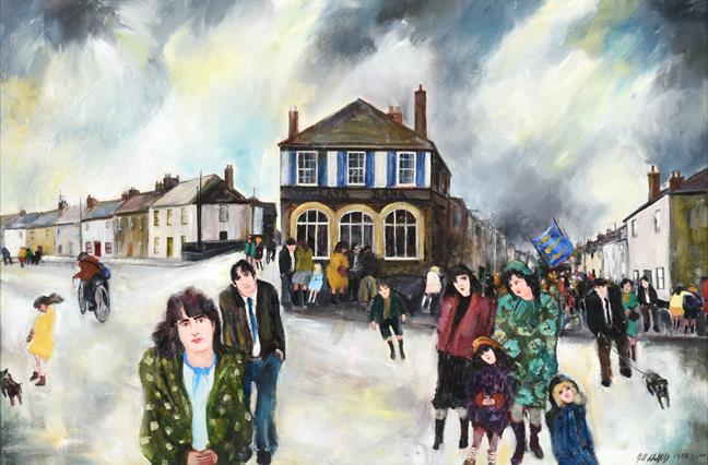 Lot 2091 - Gill Watkiss (b.1938) ''The Parade Gone By, St Just'' Signed and dated 1988-2007, signed and...