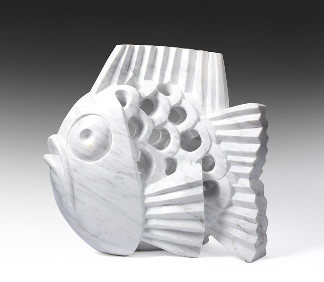Lot 2094 - Darren Yeadon (b.1970) Fish Signed, Carrara marble, 54.5cm high  See illustration