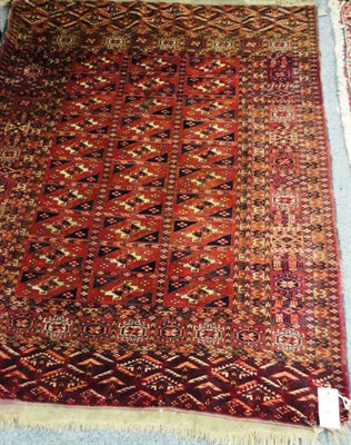 Lot 1482 - Tekke Rug Emirate of Bukhara The claret compartmentalised field of columns of rectangular guls...