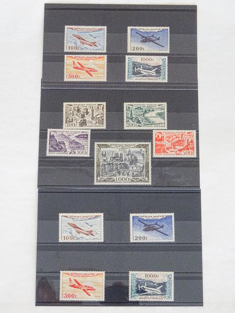 Lot 2060 - France, airmail mint sets, 1949-50 aerial views set (SG.1055-59, cat. £350) and two 1954...