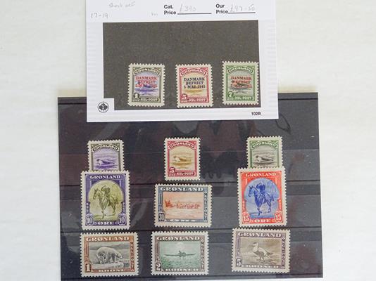 Lot 2070 - Greenland. 1945, the pictorial set mint (quality varies from disturbed gum to MNH 2kr) plus...