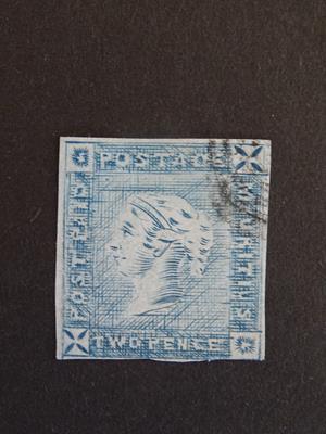 Lot 2079 - Mauritius, 1859 'Post Paid' 2d blue, intermediate state of the plate, SG.38 (cat.£1,400). Very...