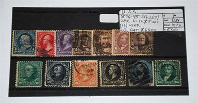 Lot 2095 - USA, 1894-95 Presidents set to $5 green used, few faults, however the $2 with heavy cancel and...