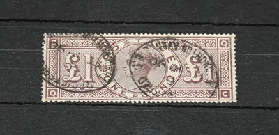 Lot 2169 - 1884 £1 brown-lilac ''Crowns'', SG 184, with neat Registered cancels, one short perf. at base, cat