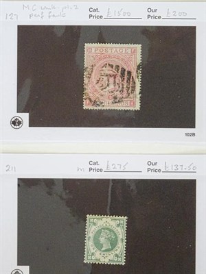 Lot 2171 - Great Britain, QV high values, 1874 5/- plate 2 (SG.127, cat. £1,500) used, small fault...