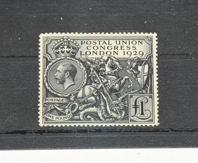 Lot 2178 - 1929 Postal Union Congress £1 black, SG 438, unmounted mint.