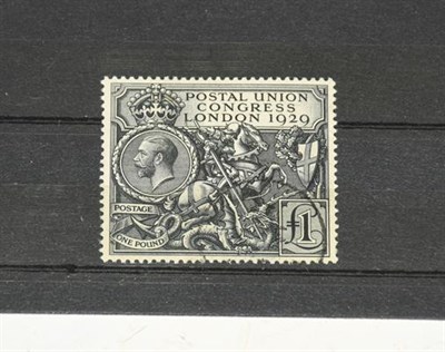 Lot 2179 - 1929 Postal Union Congress £1 black, SG 438, neat cds used.