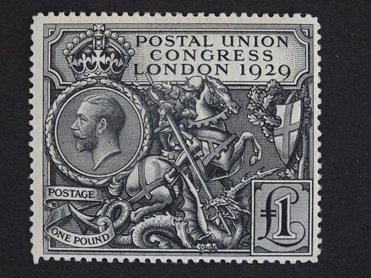 Lot 2180 - 1929 £1 UPU, SG.438, a fairly crisp mint example, very light if at all hinged. Possible light...